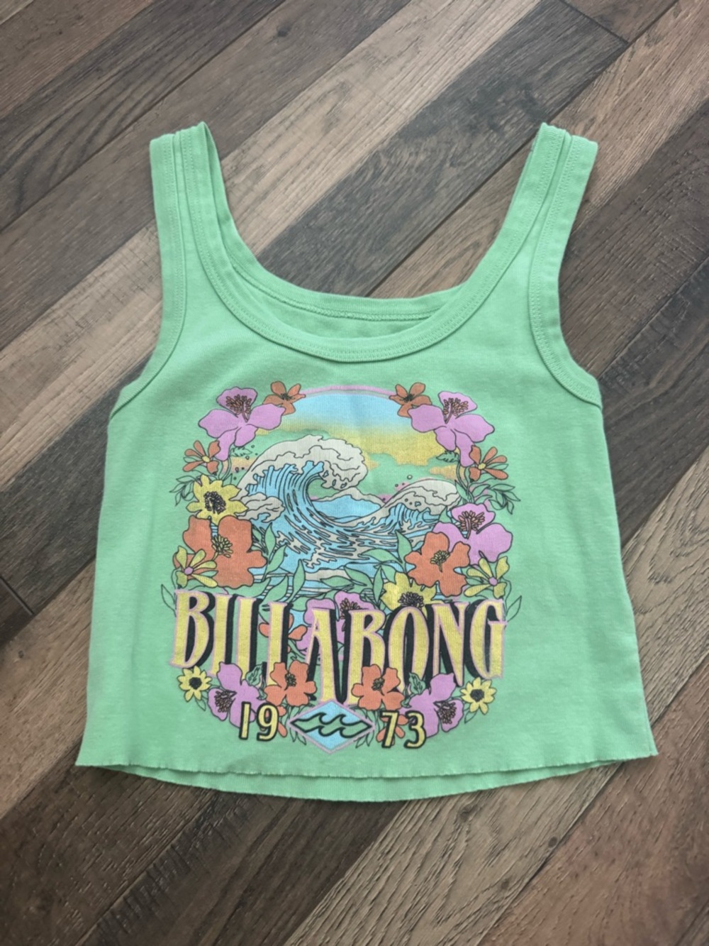 Billabong Mint Green Floral Surf Graphic Tank